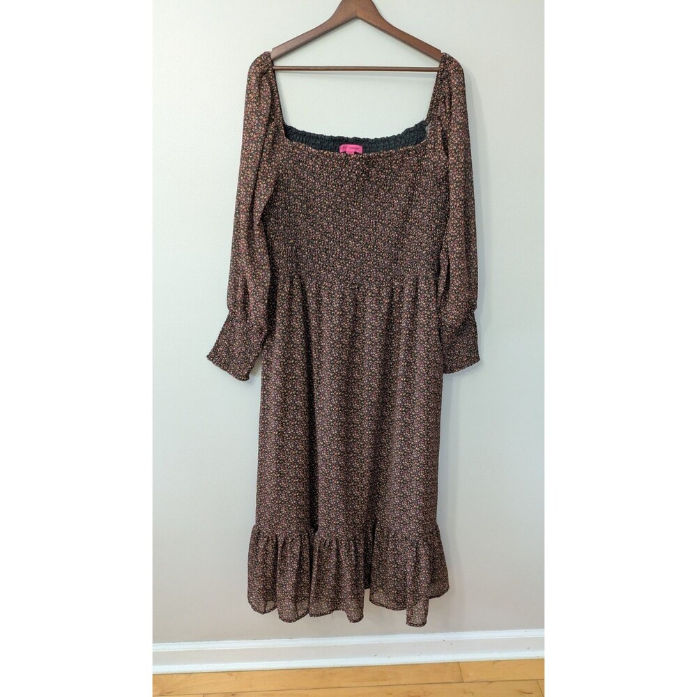 Betsey Johnson Tiered Maxi Dress XXL Ditsy Floral Peasant Cottage Milkmaid Smock
